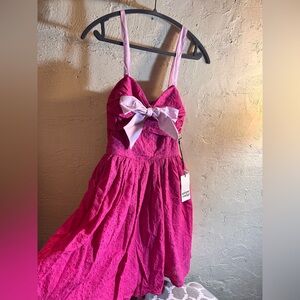 Unique Vintage Fuchsia Eyelet Dress summer coquette girl eyelet cotton beachNWT